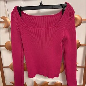 Pink Ribbed Women's Sweater